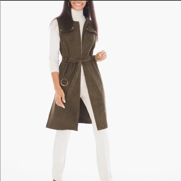 CHICO’S | Green Faux Suede Vest - Picture 1 of 8